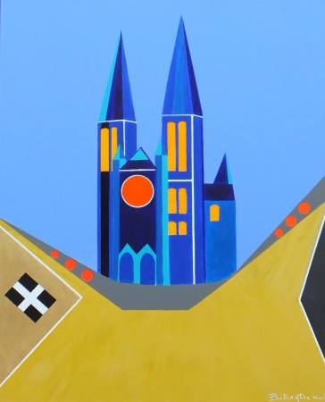 Three Spires Under Blue Skies (2014) ~ 32in x 40in ~ acrylic on canvas ~ Chris Billington ~ Modern Art