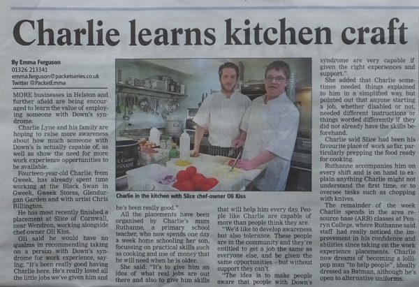Charlie Lyne in the Helston Packet - Chris Billington