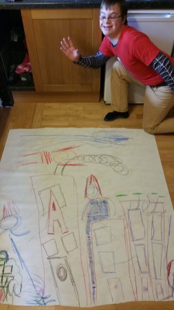 Superhero Charlie Lyne finished drawing at home - Chris Billington